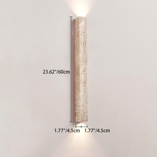 Traditional Japanese Long Strip Yellow Travertine 2-Lights For Hallway - Image 6