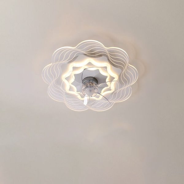 Modern Light Luxury Geometric Line Design LED Flush Mount Ceiling Fan Light - Image 6
