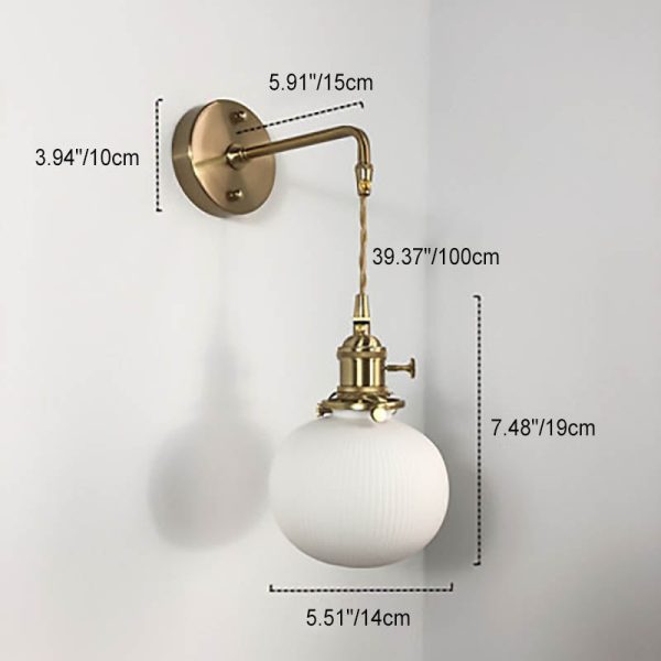Japanese Retro Minimalist Cylinder Oval Brass Lucite 1-Light Wall Sconce Lamp - Image 7