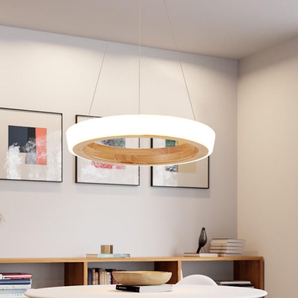 Japanese Simplicity Log Circle Island Light LED Chandelier - Image 4