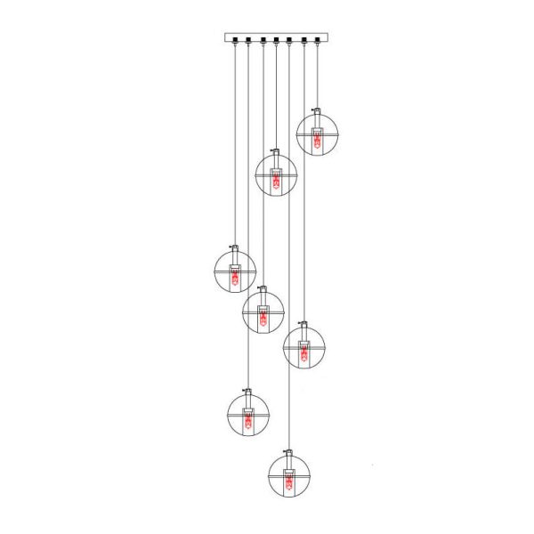 Modern Luxury Staircase Crystal Orb Ball Shade LED Loft Chandelier - Image 29