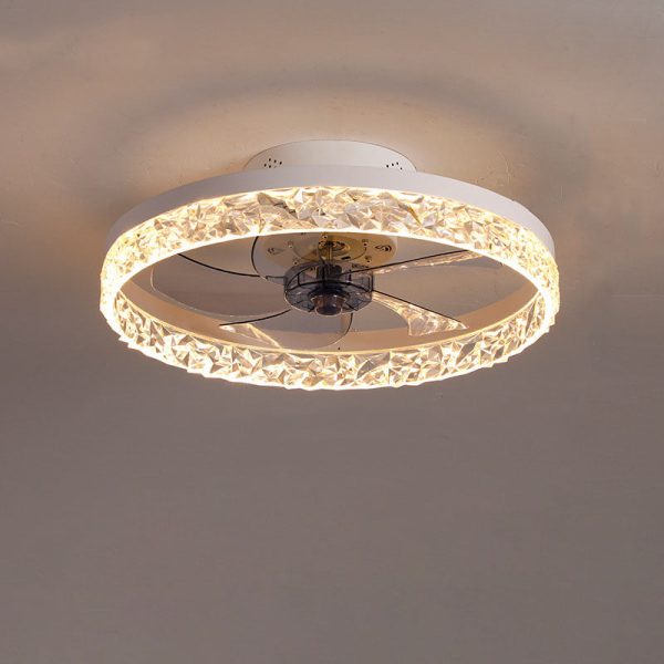 Modern Circle Ring LED Semi-Flush Mount Ceiling Fan Light - Image 19