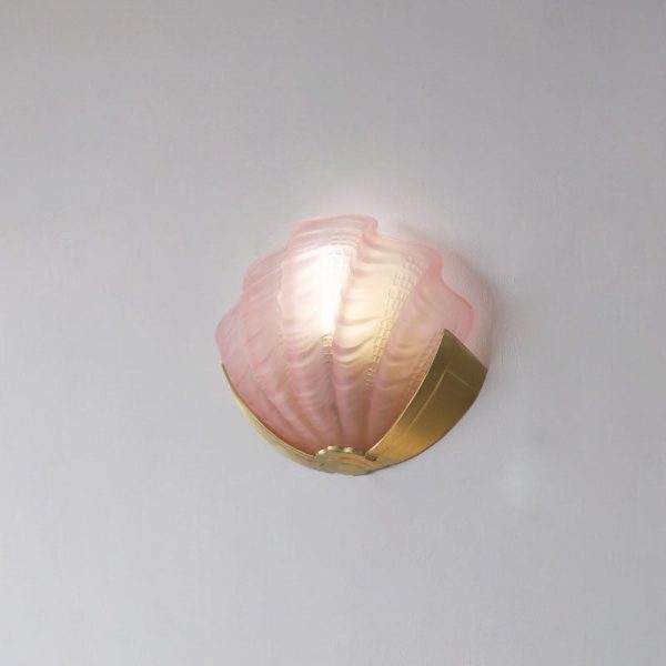 Modern Art Deco Shell Brass Glass 1-Light Wall Sconce Lamp For Bedroom - Image 21