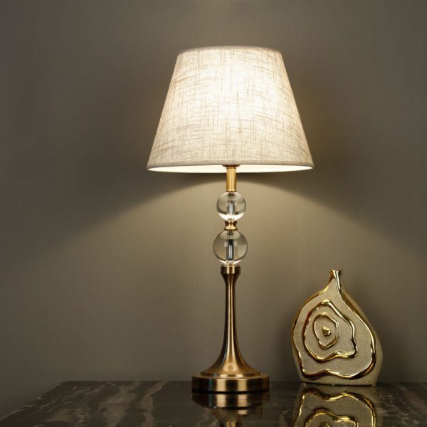Modern Minimalist Column Crystal Iron Fabric 1-Light Table Lamp For Living Room - Image 12