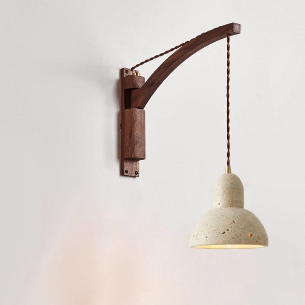 Japanese Wabi-Sabi Solid Wood Glass Horn 1-Light Wall Sconce Lamp - Image 3