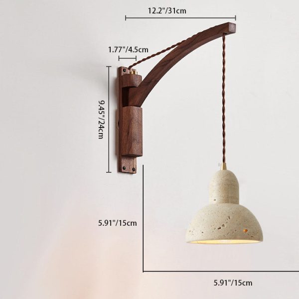Japanese Wabi-Sabi Solid Wood Glass Horn 1-Light Wall Sconce Lamp - Image 6