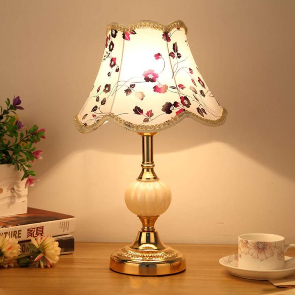 Nordic Vintage Floral Glass Fabric 1-Light Table Lamp - Image 31