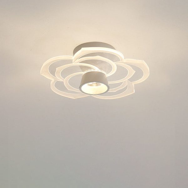 Modern Minimalist Round Rose Flower Iron Acrylic LED Flush Mount Ceiling Light For Living Room - Image 16