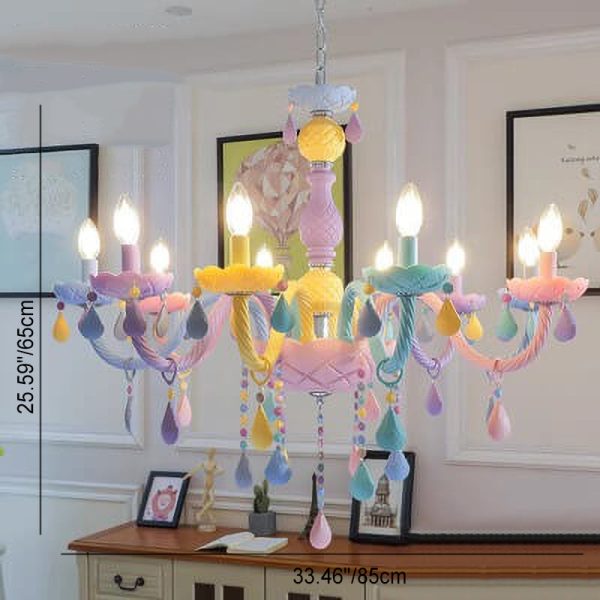 Modern Children's Princess Macaroon Candelabra Crystal Glass 5/6/8/10/12/15 Light Chandelier - Image 7