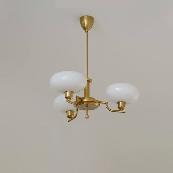 Nordic Vintage Milk White Glass Dome Chrome 3/5 Light Chandelier - Image 5