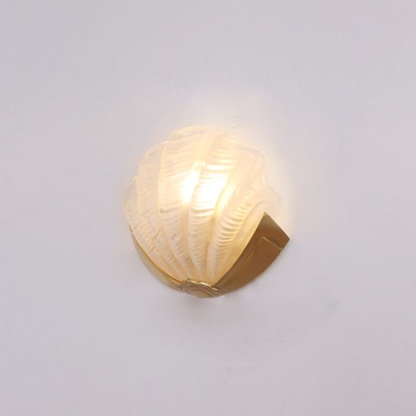 Modern Art Deco Shell Brass Glass 1-Light Wall Sconce Lamp For Living Room - Image 23