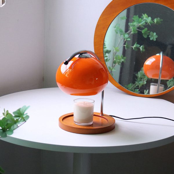 Vintage Glass Dome Solid Wood Base 1-Light Melting Wax Table Lamp - Image 5