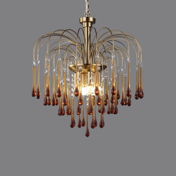 Traditional French Teardrop Copper Glass 4/6/10 Light Chandelier For Living Room - Image 14