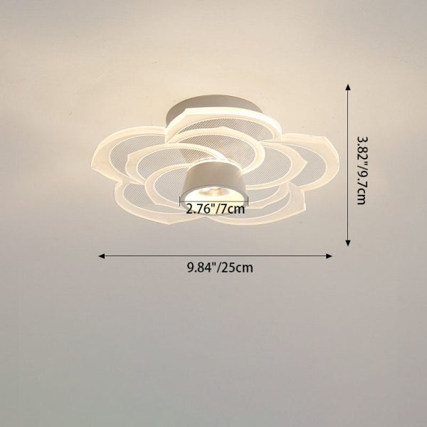 Modern Minimalist Round Rose Flower Iron Acrylic LED Flush Mount Ceiling Light For Living Room - Image 4
