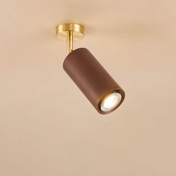 Nordic Minimalist Walnut Wood Spotlight Linear Track 1/2/3/4 Light LED Semi-Flush Mount Ceiling Light - Image 10