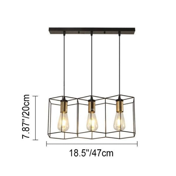 Industrial Vintage Geometric Frame Iron 3/5 Light Island Light Chandelier - Image 11