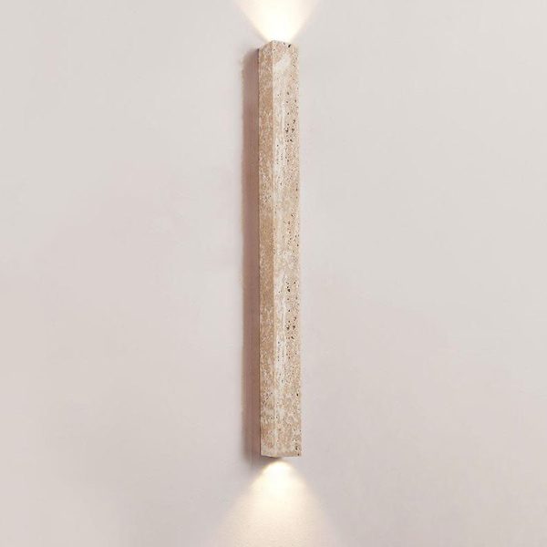 Traditional Japanese Long Strip Yellow Travertine 2-Lights For Hallway - Image 19