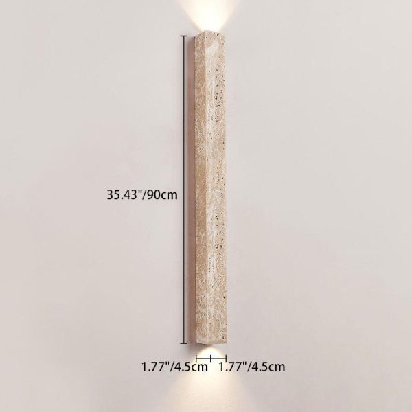 Traditional Japanese Long Strip Yellow Travertine 2-Lights For Hallway - Image 7