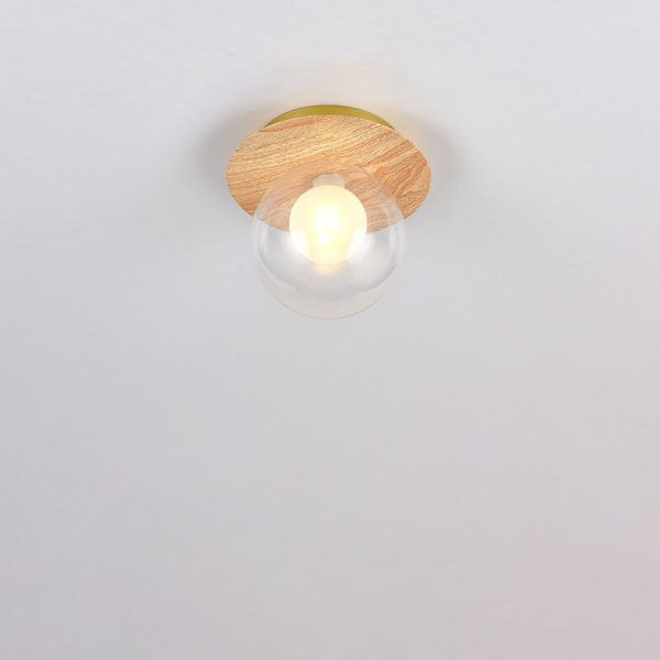 Japanese Minimalist Glass Iron Woodgrain 1-Light Semi-Flush Mount Ceiling Light - Image 10