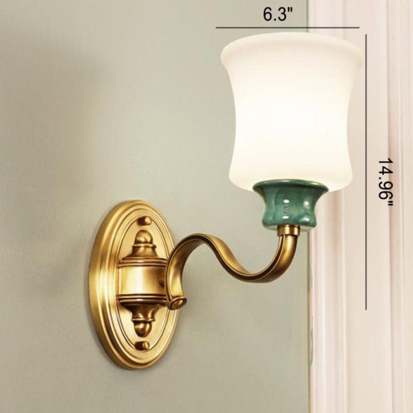 European Luxury Fabric Brass Carved 1/2 Light Wall Sconce Lamp - Image 16