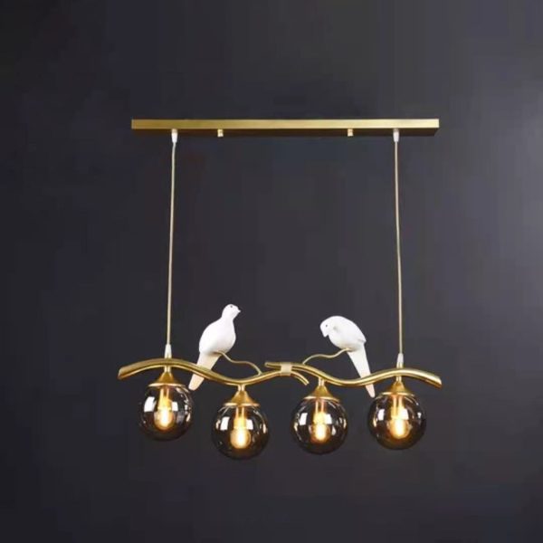Contemporary Creative Resin Bird Glass Ball Shade 4-Light Island Light Chandelier For Living Room - Image 10