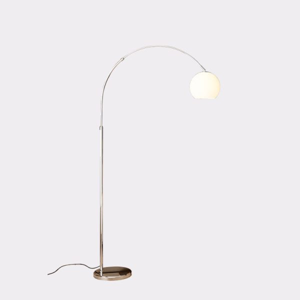 Contemporary Scandinavian Glass Round Shade Fishing Rod Iron 1-Light Standing Floor Lamp For Living Room - Image 11
