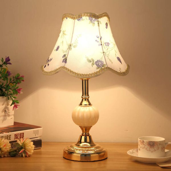 Nordic Vintage Floral Glass Fabric 1-Light Table Lamp - Image 32