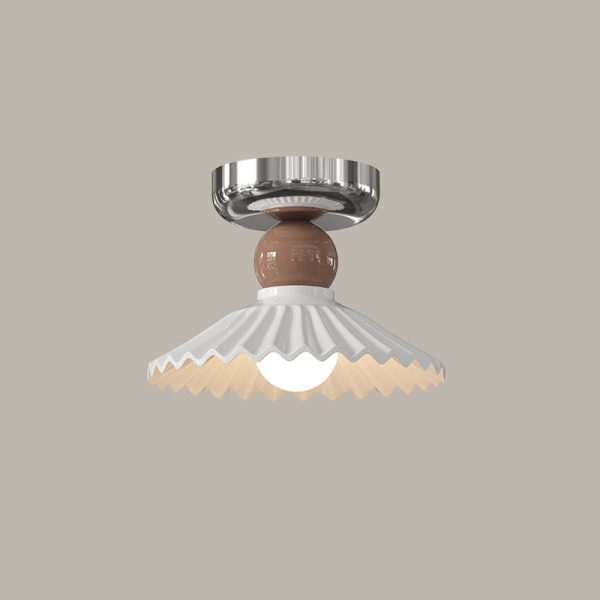 Modern Cream Round Lace Iron Ceramic 1-Light Semi-Flush Mount Ceiling Light - Image 20