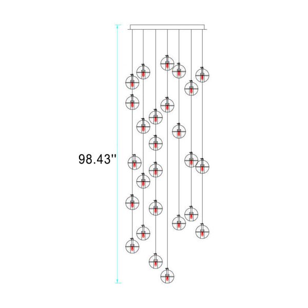 Modern Luxury Staircase Crystal Orb Ball Shade LED Loft Chandelier - Image 20