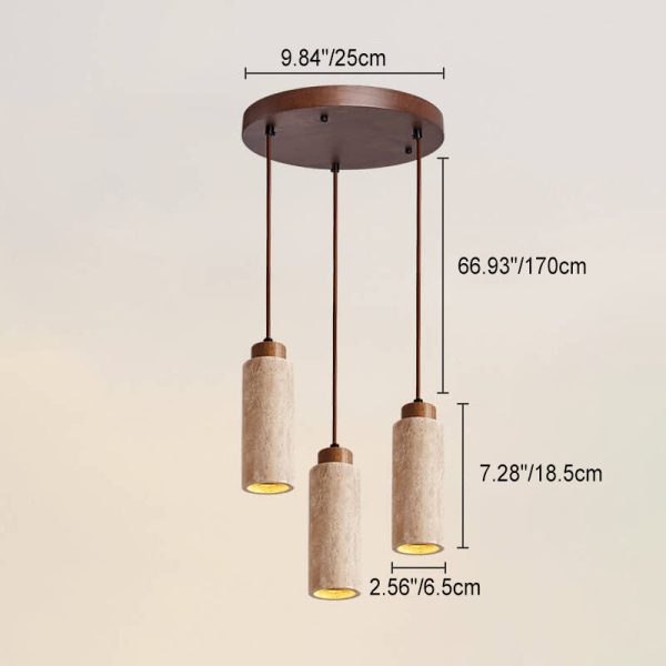 Japanese Wabi-sabi Solid Wood Stone 1/2/3-Light Island Light Chandelier - Image 6