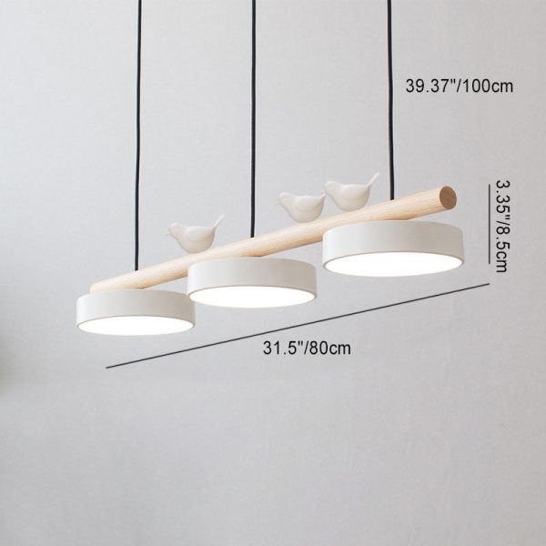 Nordic Creative Round Resin Bird Wood Linear Island Light LED Chandelier - Image 4