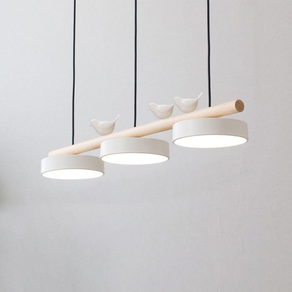 Nordic Creative Round Resin Bird Wood Linear Island Light LED Chandelier - Image 7