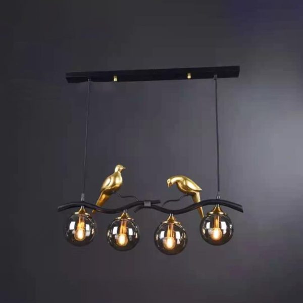 Contemporary Creative Resin Bird Glass Ball Shade 4-Light Island Light Chandelier For Living Room - Image 11