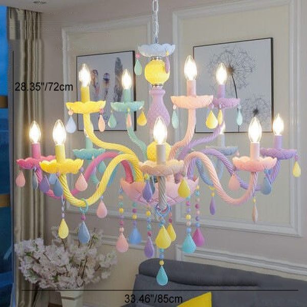 Modern Children's Princess Macaroon Candelabra Crystal Glass 5/6/8/10/12/15 Light Chandelier - Image 16