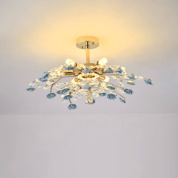 Modern Luxury Rose Iron Ceramic Crystal 6/7/8 Light Chandelier - Image 20