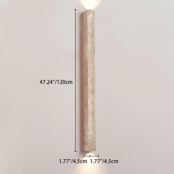 Traditional Japanese Long Strip Yellow Travertine 2-Lights For Hallway - Image 8
