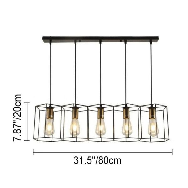 Industrial Vintage Geometric Frame Iron 3/5 Light Island Light Chandelier - Image 12