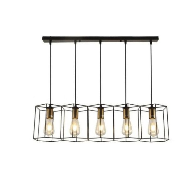Industrial Vintage Geometric Frame Iron 3/5 Light Island Light Chandelier - Image 16