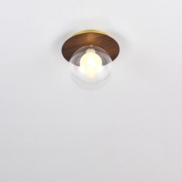 Japanese Minimalist Glass Iron Woodgrain 1-Light Semi-Flush Mount Ceiling Light - Image 11