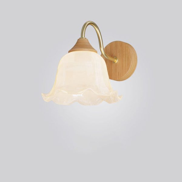 Nordic Striped Glass Round Log Wood 1-Light Wall Sconce Lamp - Image 17