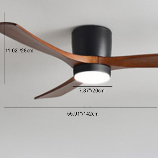 Contemporary Scandinavian Copper Wood Acrylic Fan LED Semi-Flush Mount Ceiling Fan Light For Living Room - Image 4