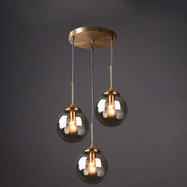 Contemporary Nordic Copper Spherical Glass Shade 1/3/5-Light Island Light Chandelier For Dining Room - Image 20