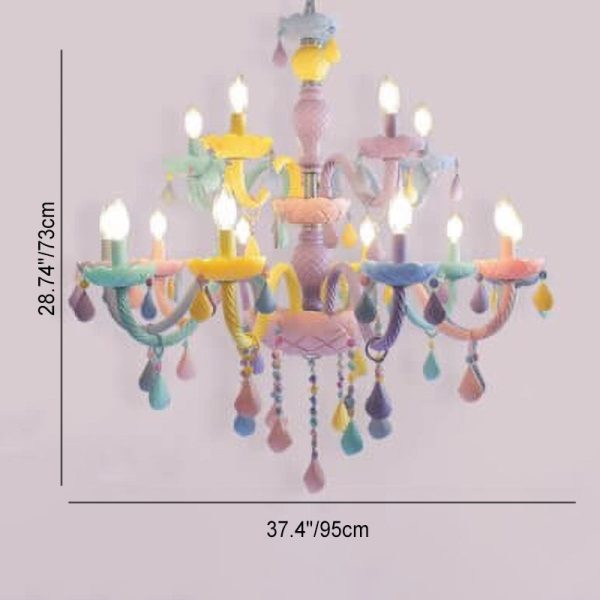 Modern Children's Princess Macaroon Candelabra Crystal Glass 5/6/8/10/12/15 Light Chandelier - Image 8