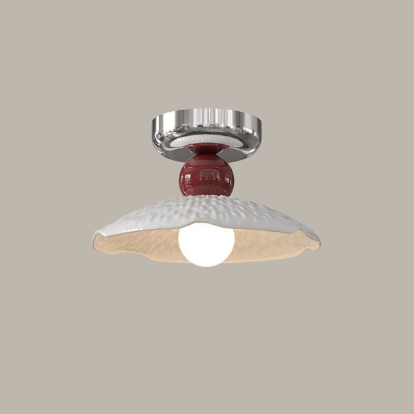 Modern Cream Round Lace Iron Ceramic 1-Light Semi-Flush Mount Ceiling Light - Image 21