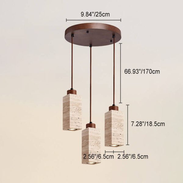 Japanese Wabi-sabi Solid Wood Stone 1/2/3-Light Island Light Chandelier - Image 8