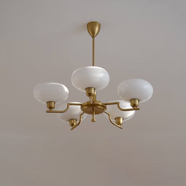 Nordic Vintage Milk White Glass Dome Chrome 3/5 Light Chandelier - Image 9