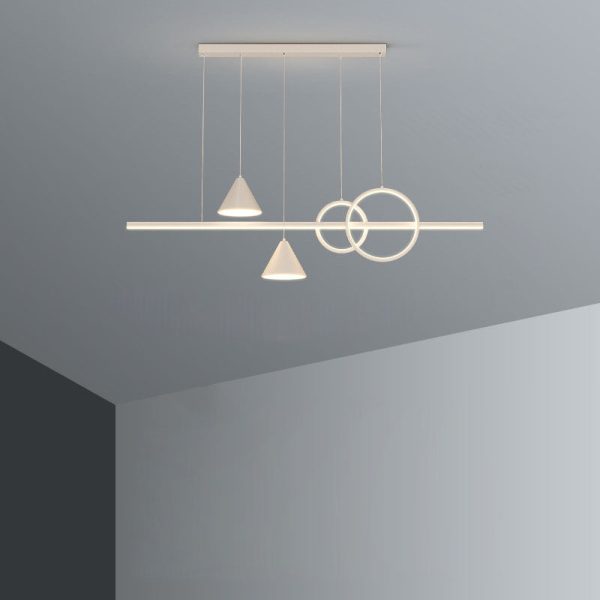 Modern Minimalist Strip Cone Circle Iron Acrylic LED Chandeliers Island Light For Dining Room - Image 21