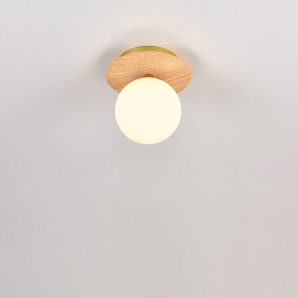 Japanese Minimalist Glass Iron Woodgrain 1-Light Semi-Flush Mount Ceiling Light - Image 12