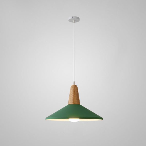 Nordic Minimalist Macaron Solid Color Aluminum Wood 1-Light Pendant Light - Image 23