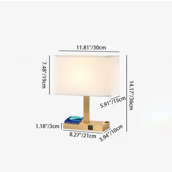Modern Minimalist Rectangular Cloth Iron 1-Light Table Lamp For Living Room - Image 4